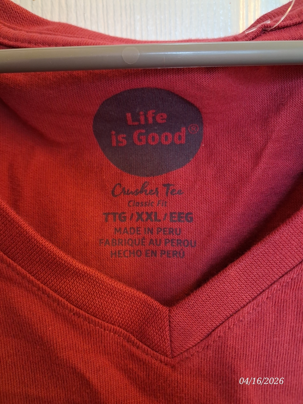 Life is Good Red Long-Sleeve V-Neck Tee - Picture 4 of 5